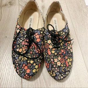 Steve Madden floral print leather lining Oxford style flat loafers size 7